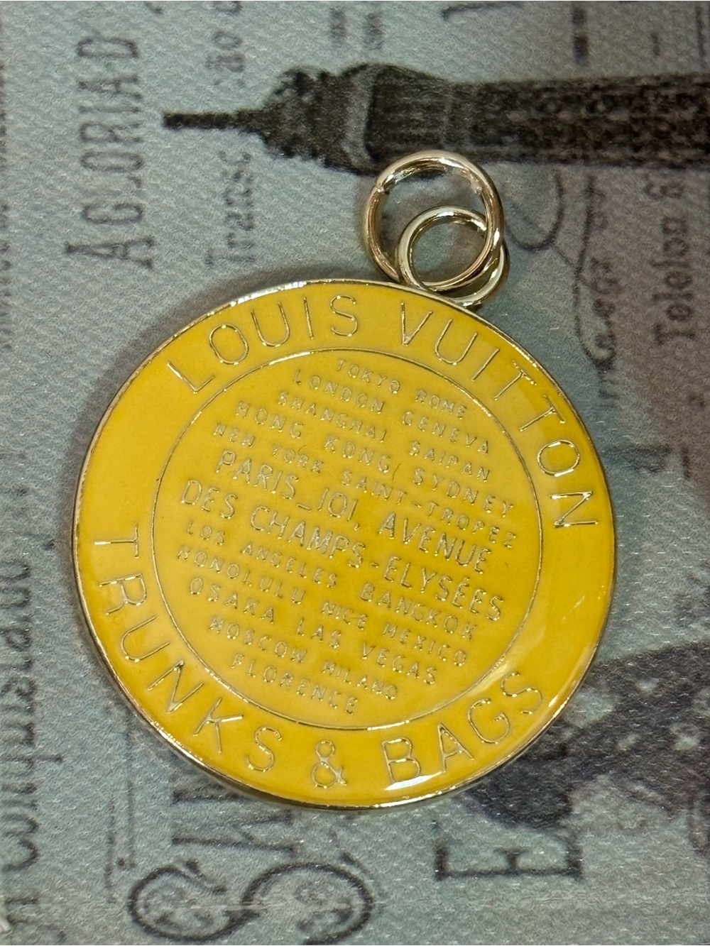 Upcycled Louis Vuitton Trunks & Bags Yellow Gold Charm Bag Purse Keychain - Picture 7 of 8